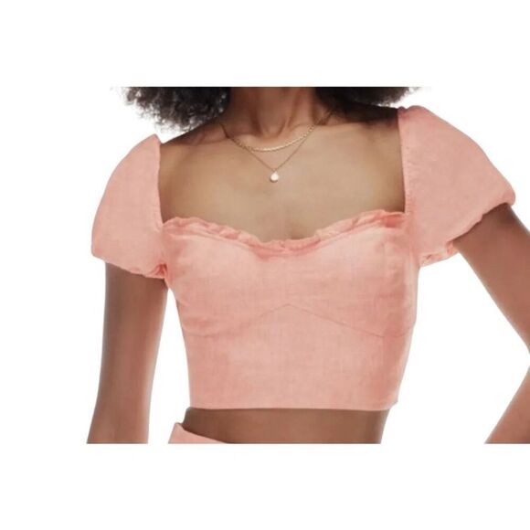 Aritzia Wilfred wander organic linen crop blouse Medium - Picture 2 of 6